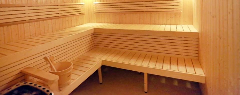 Wood-lined sauna